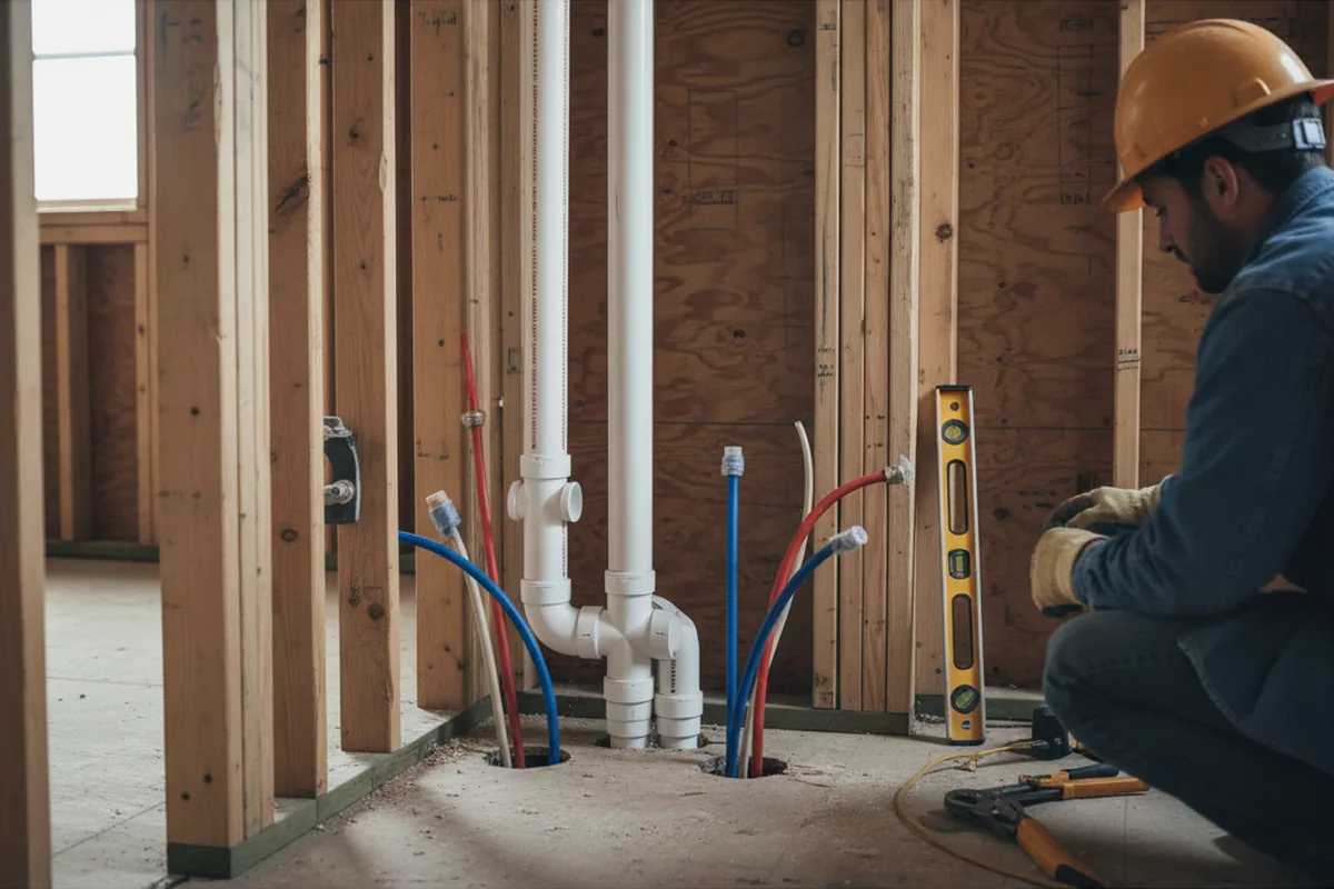 Drain and supply rough-in during Sump Pump Repair in Austell