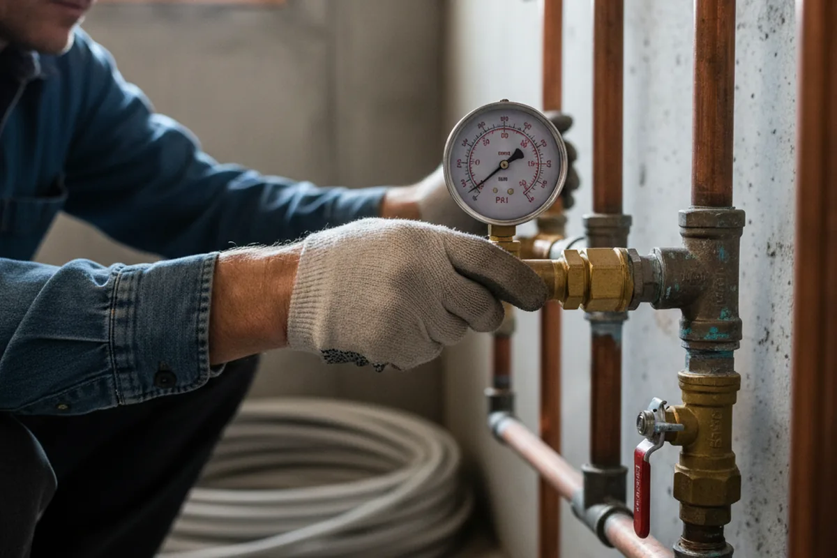 Pressure testing a repaired line during Water Line Repair in Austell